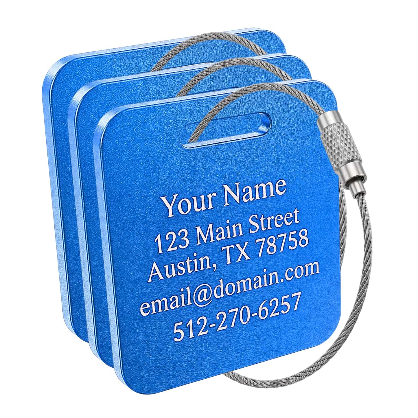 Custom METAL Luggage Tags - 3 or 6 Pack
