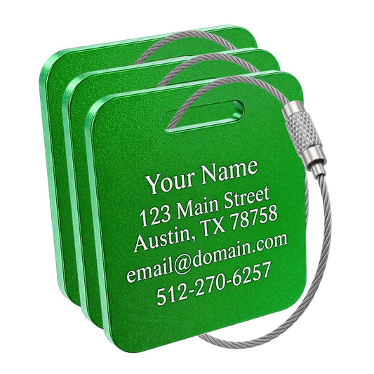 Custom METAL Luggage Tags - 3 or 6 Pack